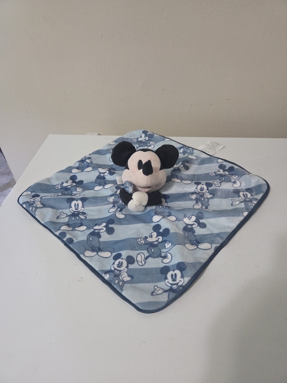Disney Mickey Mouse Blue, White and Black Lovey Security Blanket
